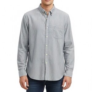 J.‎ Crew Shirtings NWT Washed Casual Blue Green Striped Button Down Shirt XL